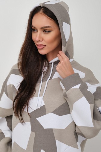 Толстовка жен. Геометрия 3-х нитка начес олива