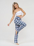 Брюки Силуэт сине-розовый/клетка