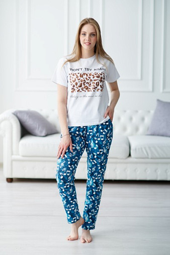 Брюки Силуэт бирюза/ноты