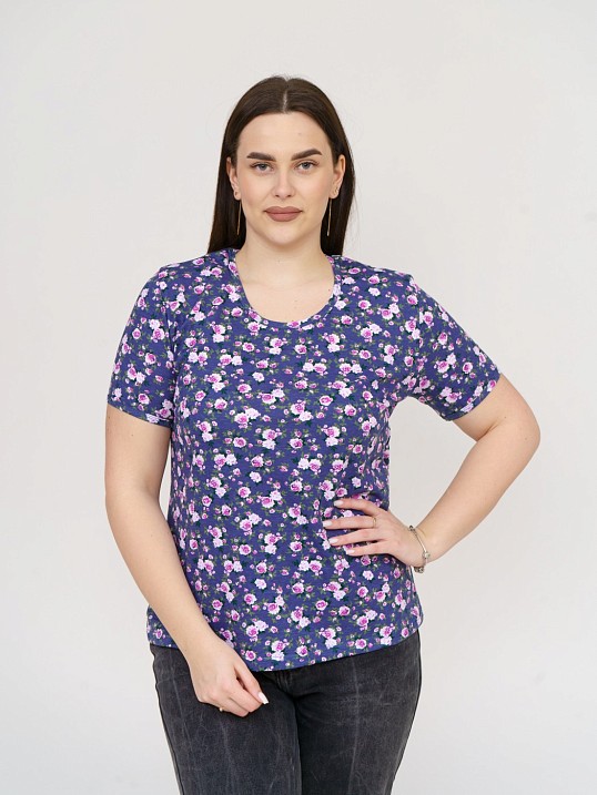 Футболка женская Незабудка индиго/цветы