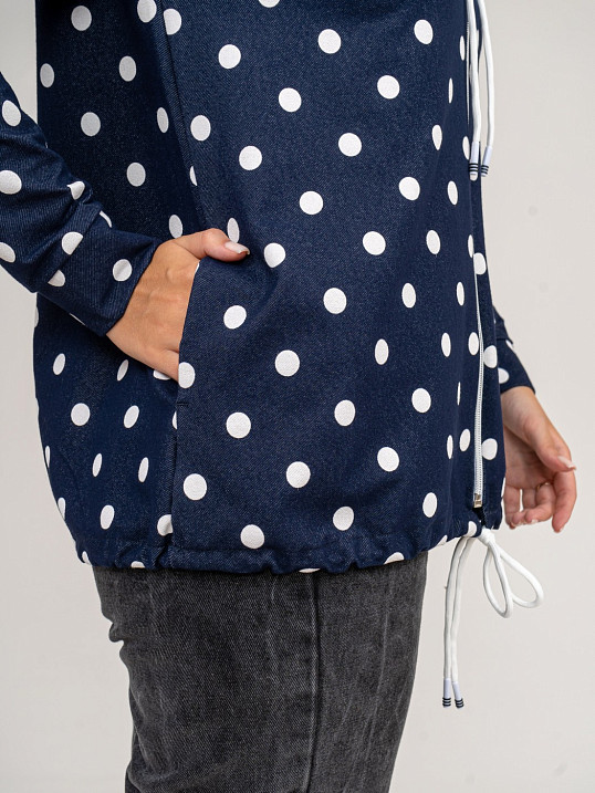 Толстовка женская Мираж футер т.синий/горох