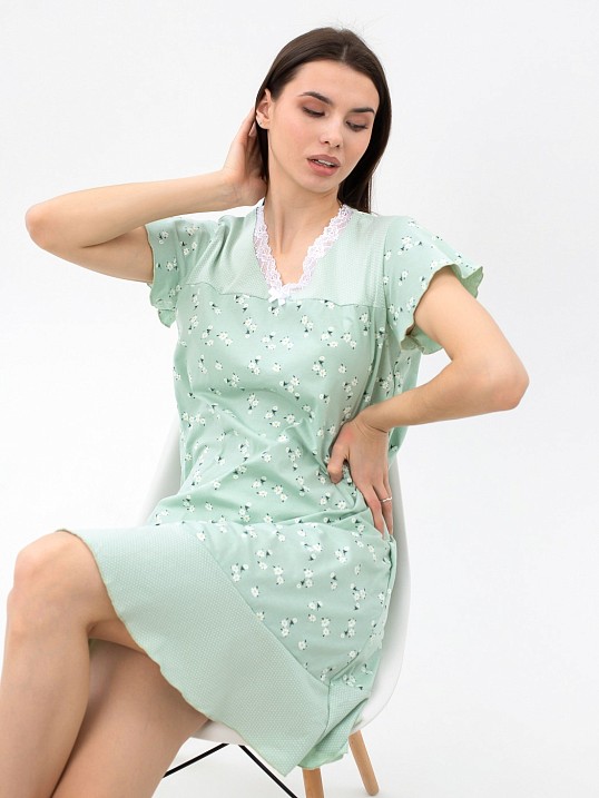 Ночная сорочка Астра крыло фисташка/цветы