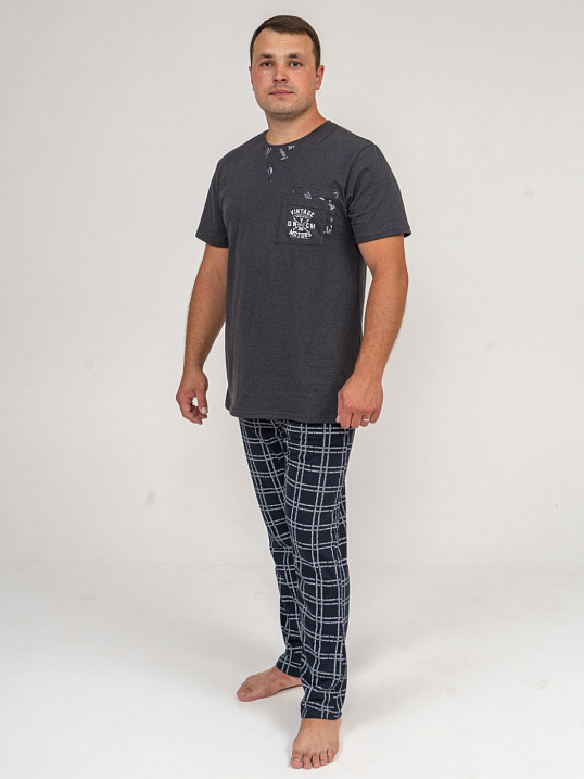 Брюки мужские Легион т-синий/клетка