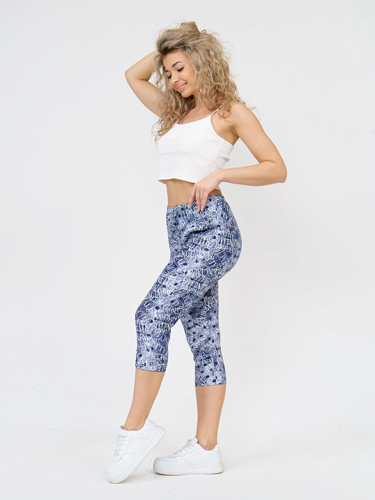 Бриджи х/б с лайкрой набивка джинс/буквы