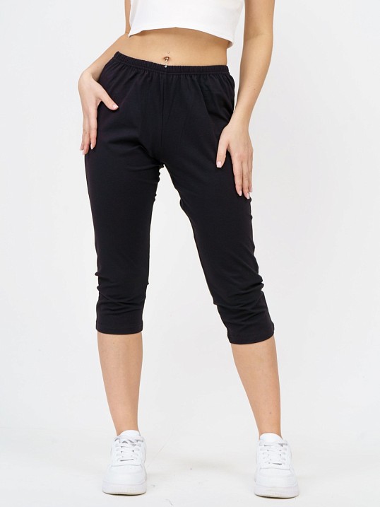 Бриджи кулирка с лайкрой однотонные черные