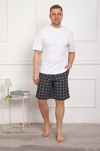 Шорты мужские Дачник антрацит/клетка