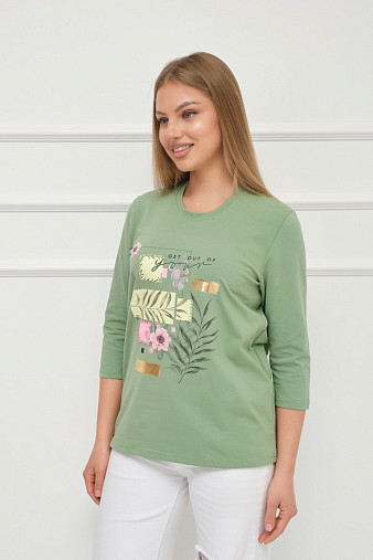 Лонгслив Элис рукав 3/4 фисташка