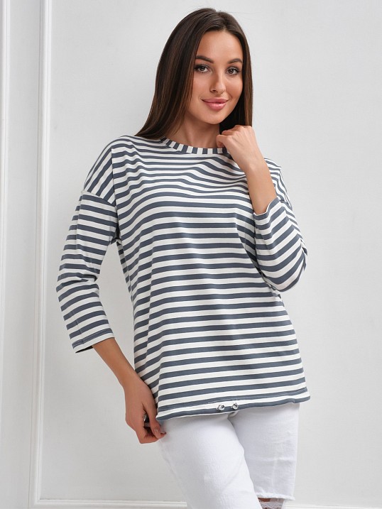 Лонгслив Николь графит/полоса Лонгслив Николь графит/полоса