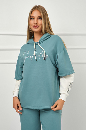 Костюм женский Венди со стразами бирюза