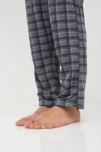 Пижама мужская Олимп кор.рукав серо-синий/клетка