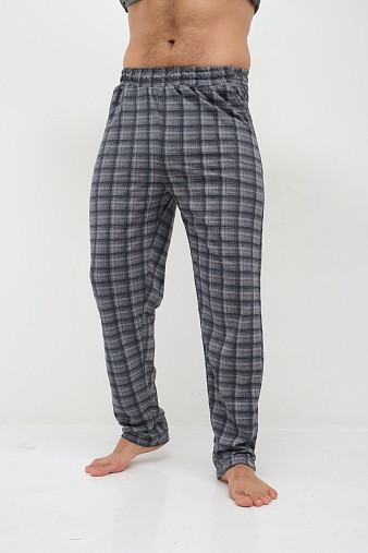 Пижама мужская Олимп кор.рукав серо-синий/клетка