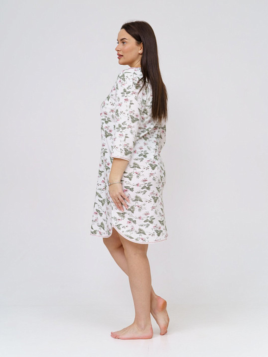 Ночная сорочка Камелия набивная белый/розы