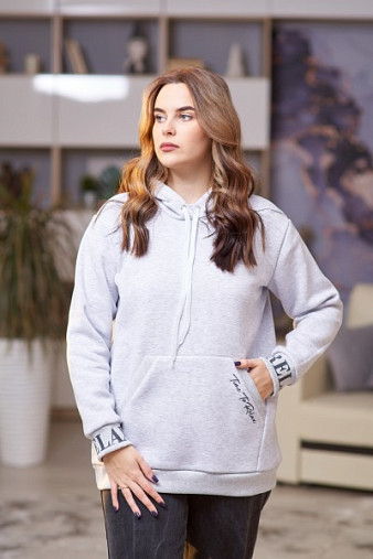 Толстовка женская Стрит начес серый/меланж