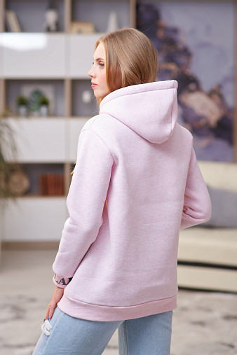 Толстовка женская Стрит начес розовый/меланж