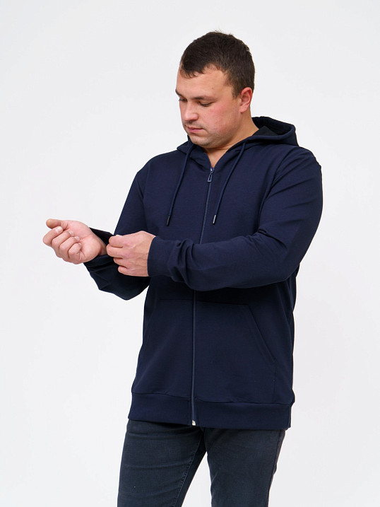 Толстовка мужская Степ без печати синий 2-х нитка