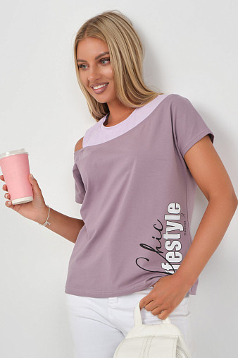 Футболка женская Чика корица/лаванда