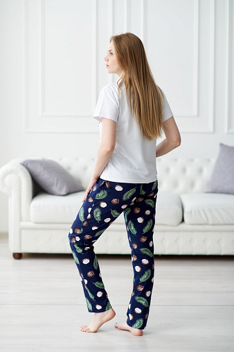 Брюки Силуэт т.синий/кокос