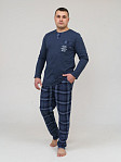 Пижама мужская Олимп дл.рукав индиго/клетка