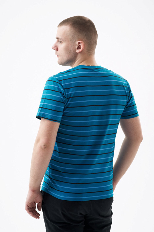 Футболка мужская полоса арт.М5001 бирюзовый круг.ворот