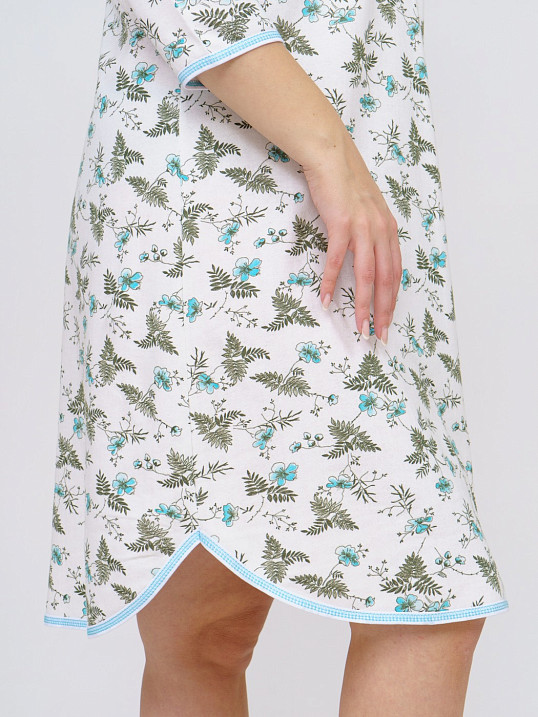 Ночная сорочка Камелия набивная белый/бирюза