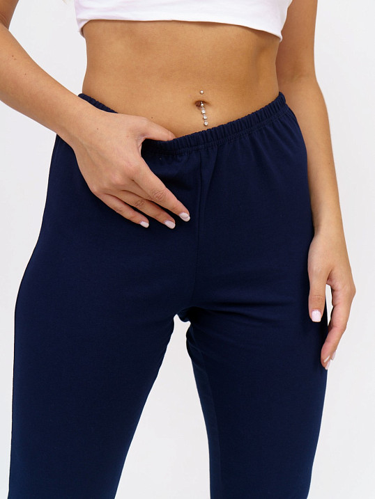 Бриджи кулирка с лайкрой однотонные синий