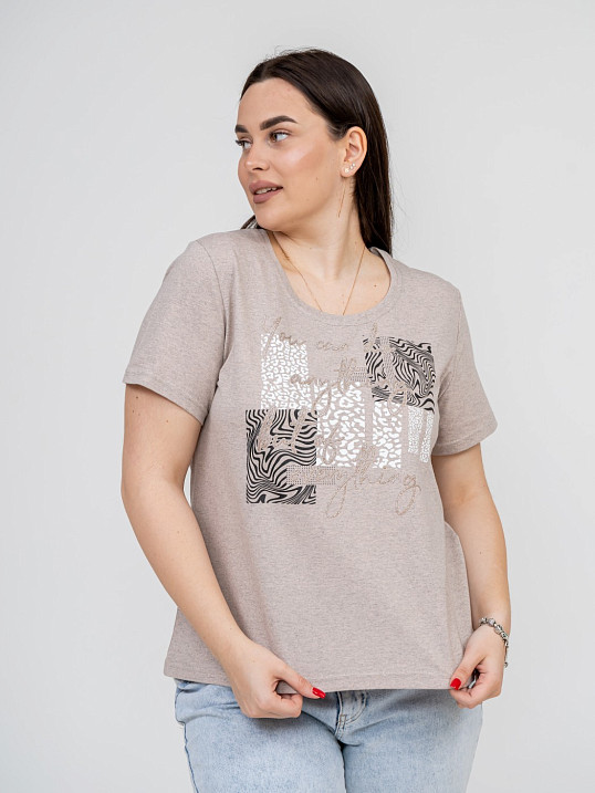 Футболка женская Сафари-1 бежевый/меланж