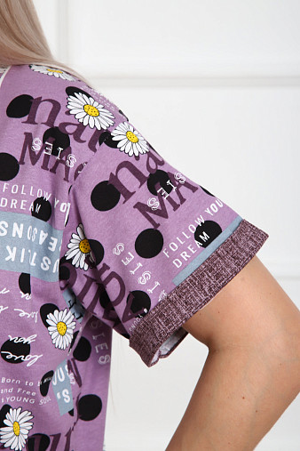 Костюм женский Линда лиловый/джинс ромашки