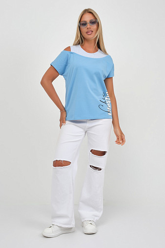 Футболка женская Чика голубой/св.голубой