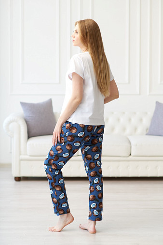 Брюки Силуэт индиго/кокос