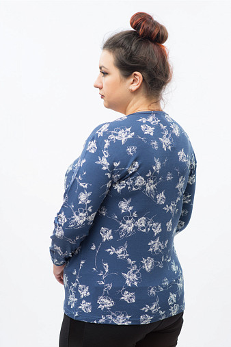 Блузка планка рукав 3/4 синий