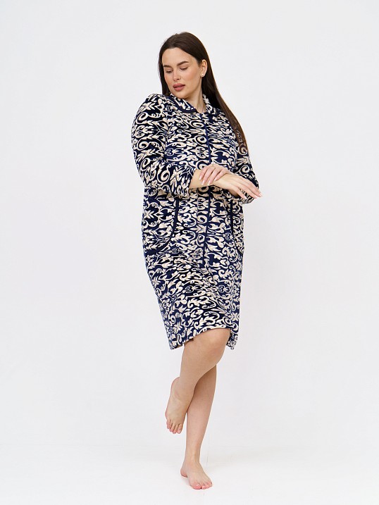 Халат Фантазия велюр набивка синий/узоры Халат Фантазия велюр набивка синий/узоры