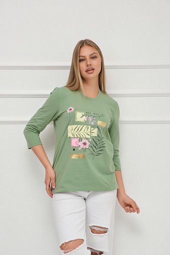 Лонгслив Элис рукав 3/4 фисташка