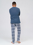 Пижама мужская Олимп дл.рукав св.серый/клетка