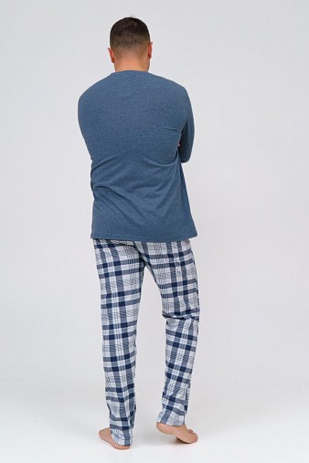 Пижама мужская Олимп дл.рукав св.серый/клетка Пижама мужская Олимп дл.рукав св.серый/клетка