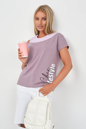 Футболка женская Чика корица/лаванда