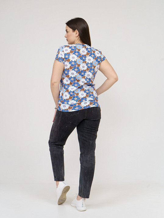 Футболка Фонарик х/б сине-белая