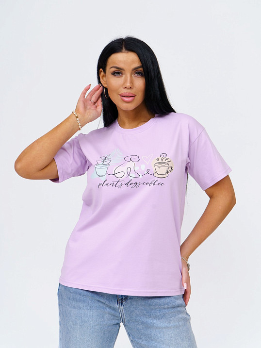 Футболка женская Смайл лаванда