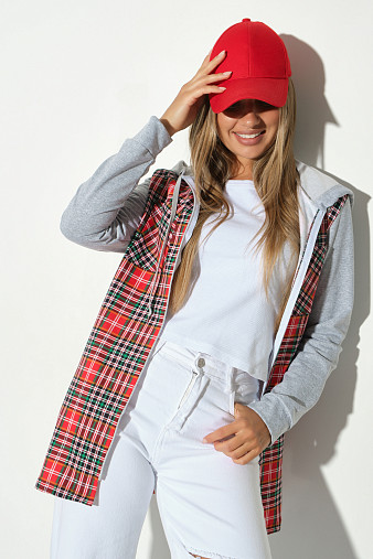 Рубашка жен. Гармония красная/клетка