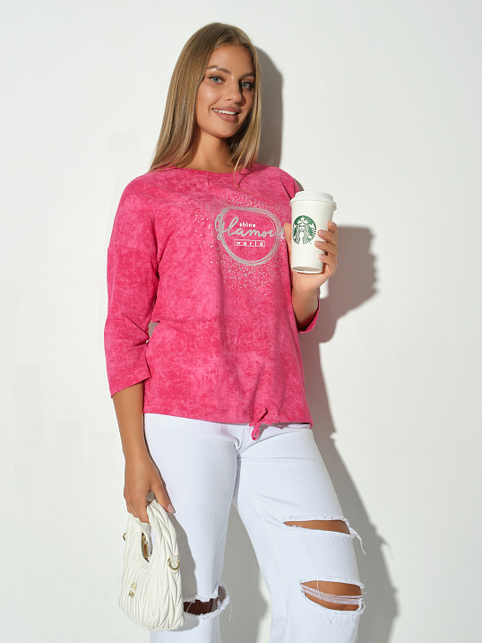 Лонгслив жен. Гламур варенка фуксия