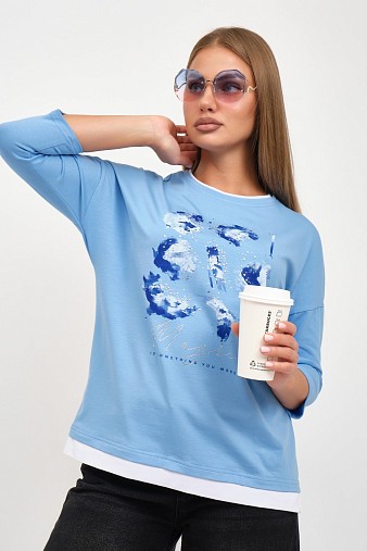 Лонгслив женский Тудей голубой