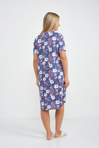 Халат Лотос набивка джинс/цветы