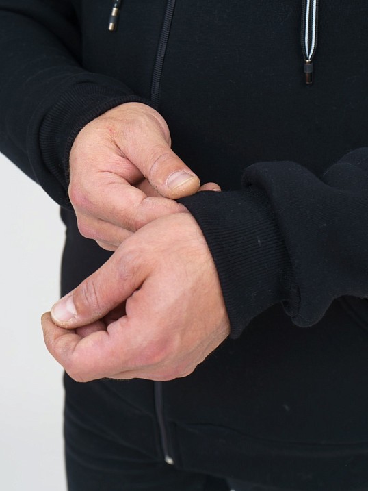 Толстовка мужская Степ без печати черная футер 3-х нитка