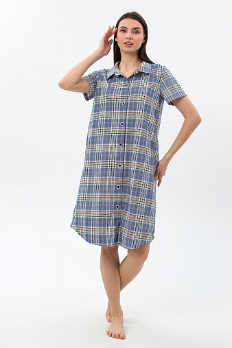 Халат Анна синий/клетка