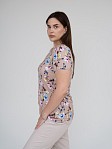 Футболка Карнавал вискоза беж/цветы