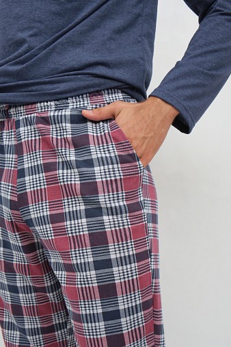 Пижама мужская Олимп дл.рукав бордо/клетка Пижама мужская Олимп дл.рукав бордо/клетка