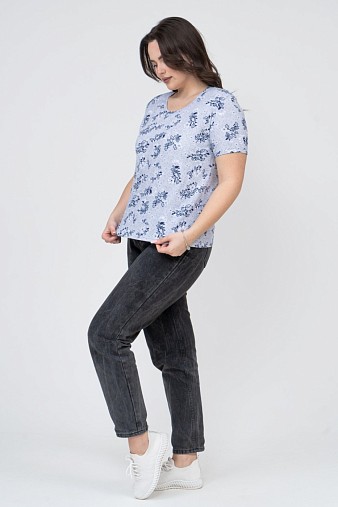 Футболка женская Незабудка серый/цветы