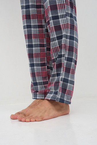 Пижама мужская Олимп дл.рукав бордо/клетка