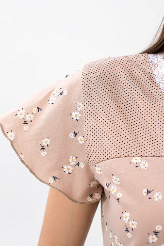 Ночная сорочка Астра крыло беж/цветы