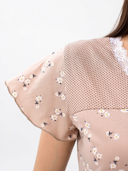 Ночная сорочка Астра крыло беж/цветы