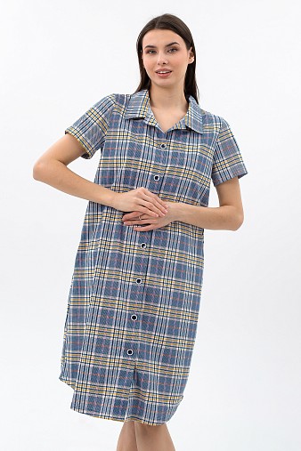Халат Анна синий/клетка